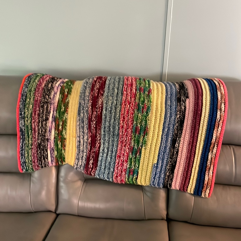 Homemade colorful Roseanne granny colorful afghan throw